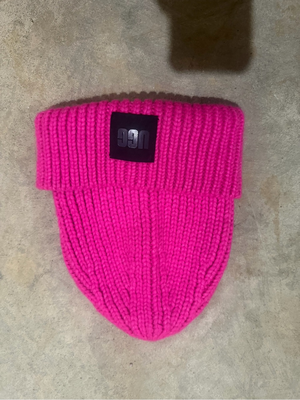 UGG Kids Neon Pink Ribbed Knit Beanie